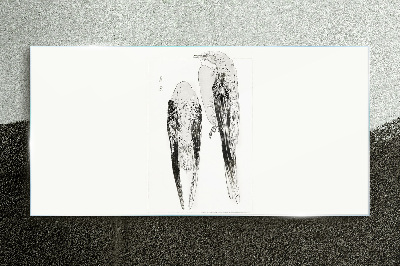 Two birds on a white background Wall art on glass