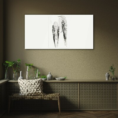 Two birds on a white background Wall art on glass