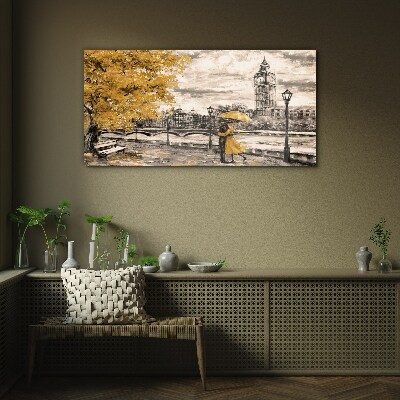 Golden Autumn in London Glass art print