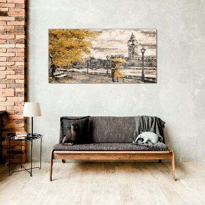 Golden Autumn in London Glass art print