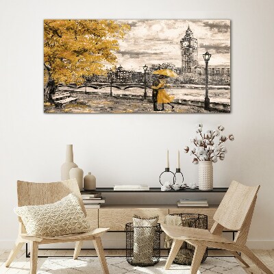 Golden Autumn in London Glass art print