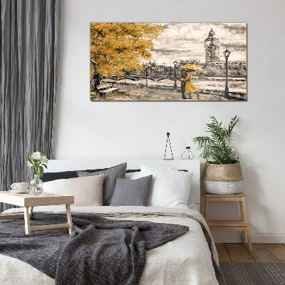 Golden Autumn in London Glass art print