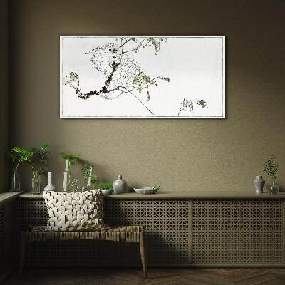Bird on a branch Glass art print
