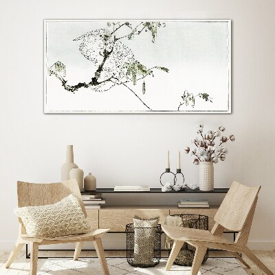 Bird on a branch Glass art print