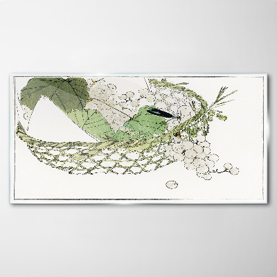 Green fruit basket Glass art print