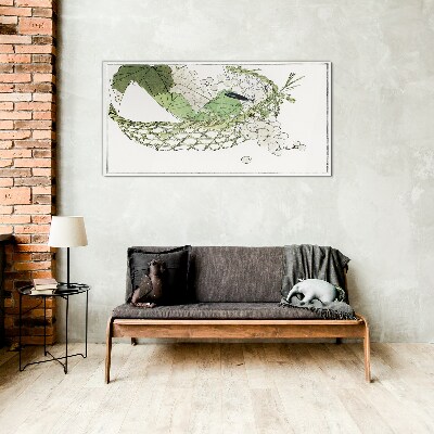 Green fruit basket Glass art print