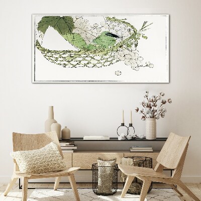 Green fruit basket Glass art print