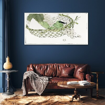 Green fruit basket Glass art print