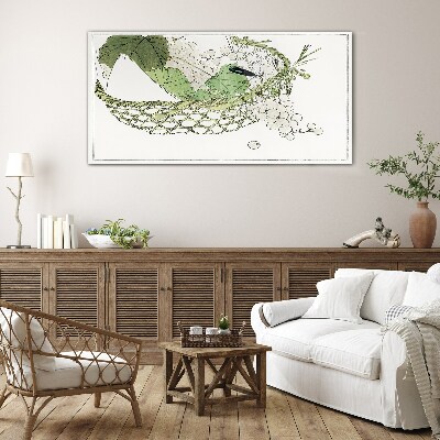 Green fruit basket Glass art print