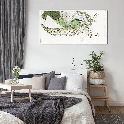 Green fruit basket Glass art print