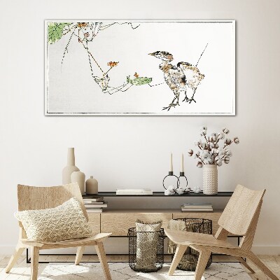 Birds among the vegetation Glass art print
