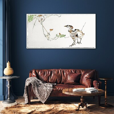 Birds among the vegetation Glass art print