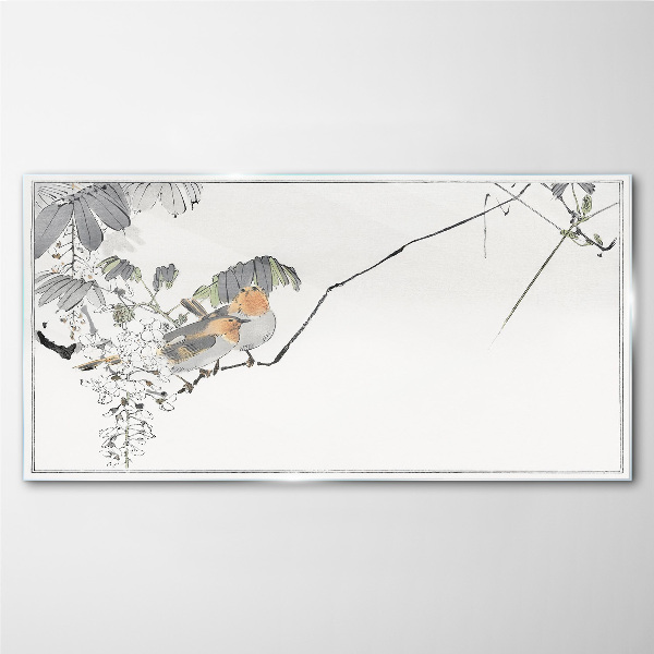 Birds on a branch Wall art on glass