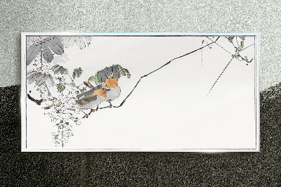 Birds on a branch Wall art on glass