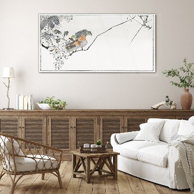 Birds on a branch Wall art on glass