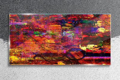 Colorful abstraction in intense colors Wall art on glass