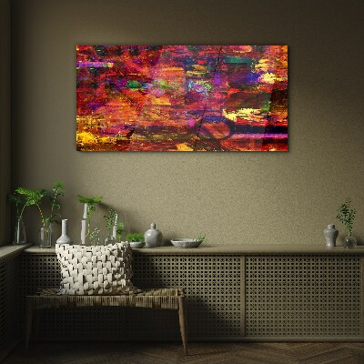 Colorful abstraction in intense colors Wall art on glass