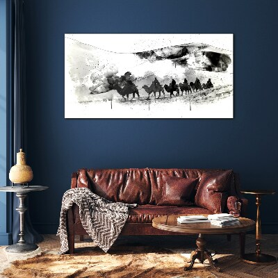 Caravan in black and white Glass art print