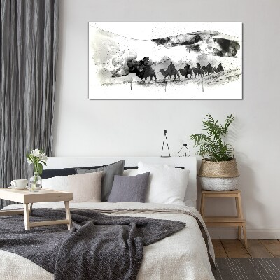 Caravan in black and white Glass art print