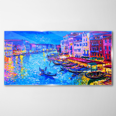 A Venetian night in the glow of colors Wall art on glass