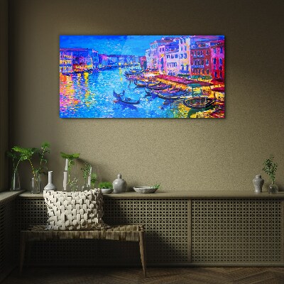 A Venetian night in the glow of colors Wall art on glass