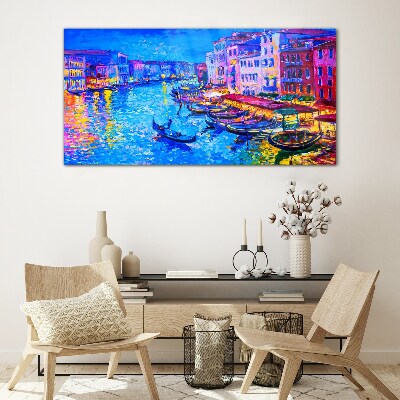 A Venetian night in the glow of colors Wall art on glass