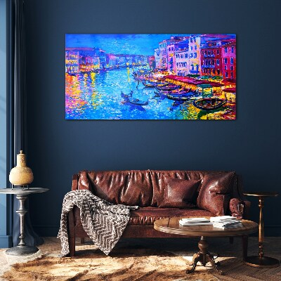 A Venetian night in the glow of colors Wall art on glass