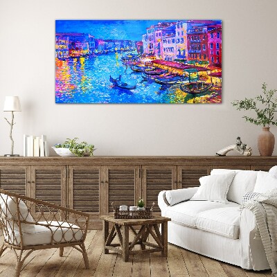A Venetian night in the glow of colors Wall art on glass