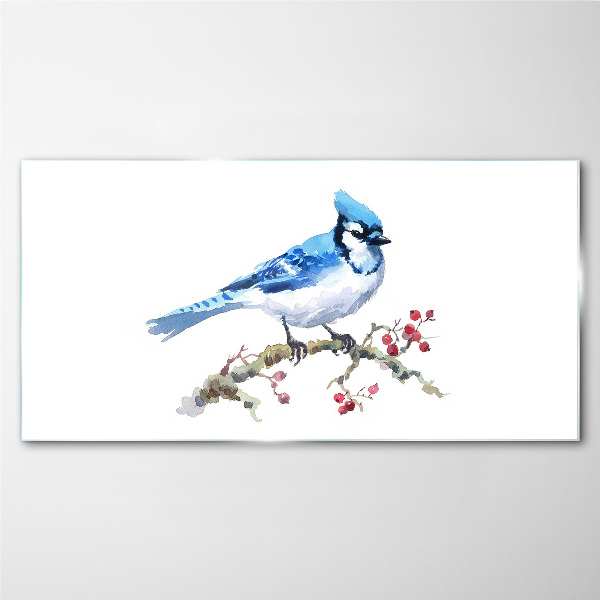 Bluebird on a branch Glass art print
