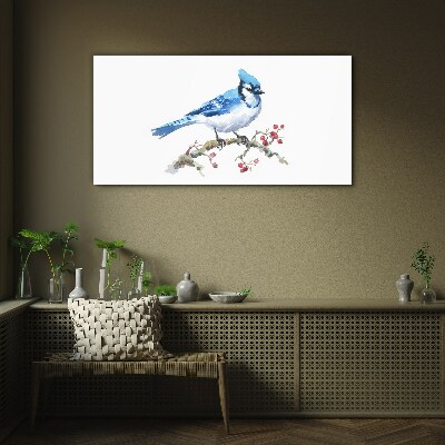 Bluebird on a branch Glass art print