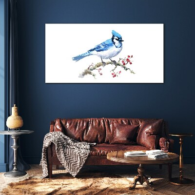 Bluebird on a branch Glass art print