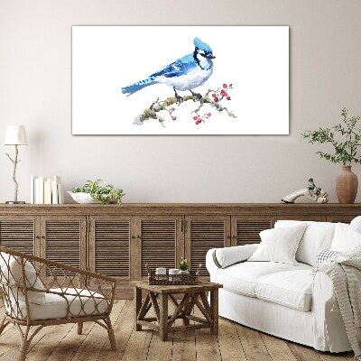 Bluebird on a branch Glass art print