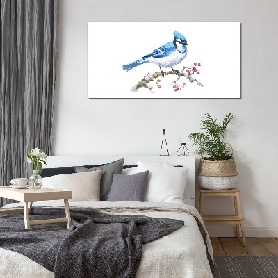 Bluebird on a branch Glass art print