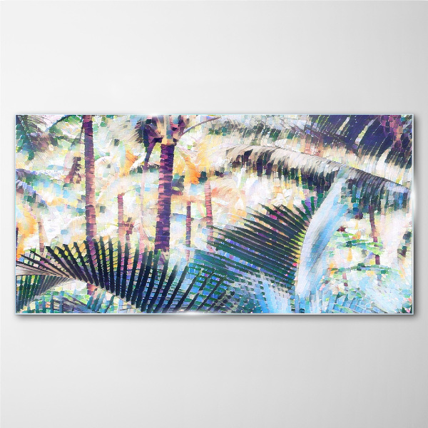 Tropical landscape in pastel colors Glass art print