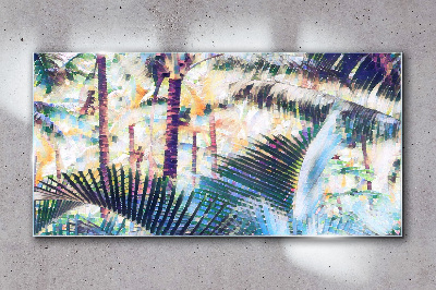 Tropical landscape in pastel colors Glass art print