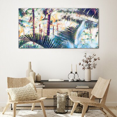 Tropical landscape in pastel colors Glass art print