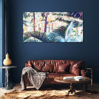 Tropical landscape in pastel colors Glass art print