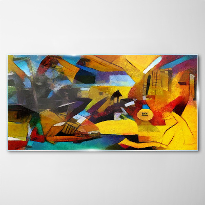 Abstract landscape in intense colors Glass art print
