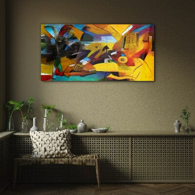 Abstract landscape in intense colors Glass art print