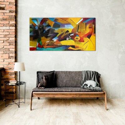 Abstract landscape in intense colors Glass art print
