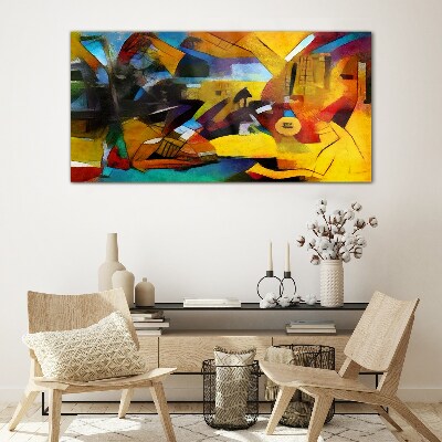 Abstract landscape in intense colors Glass art print