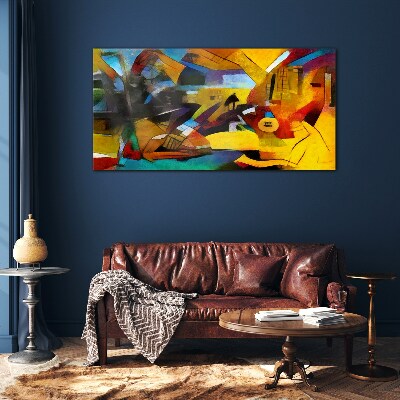 Abstract landscape in intense colors Glass art print