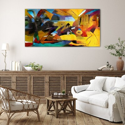 Abstract landscape in intense colors Glass art print