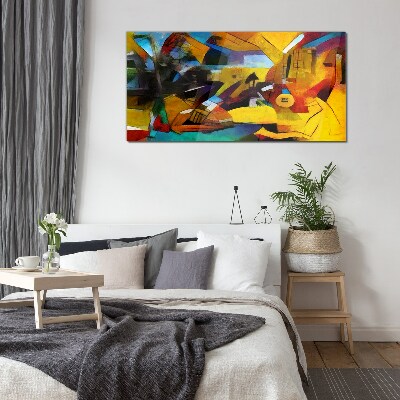 Abstract landscape in intense colors Glass art print