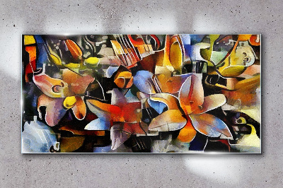 Floral abstraction in intense colors Wall art on glass