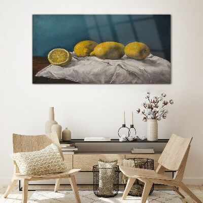 Lemon fruit Glass Print