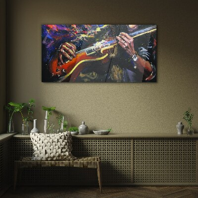 Abstract guitar music Glass Wall Art