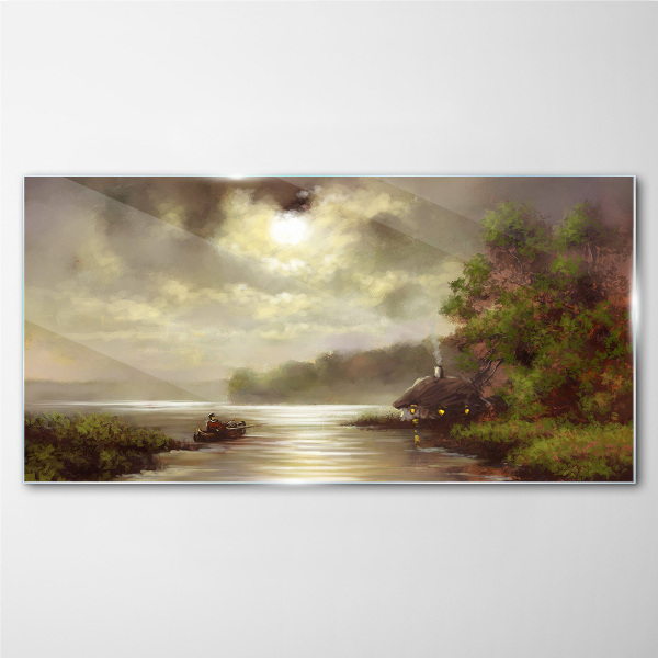 A peaceful landscape by the water Wall art on glass