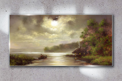 A peaceful landscape by the water Wall art on glass