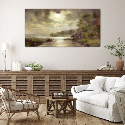 A peaceful landscape by the water Wall art on glass